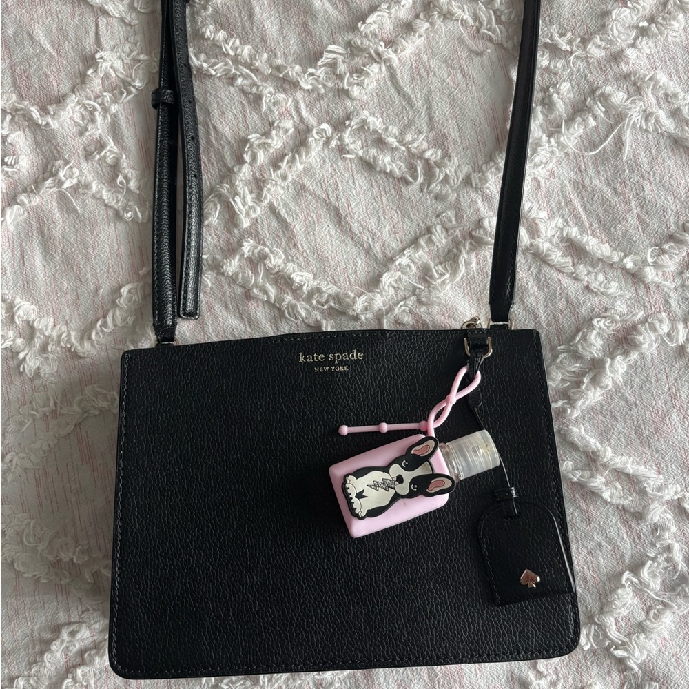 Kate Spade Black Crossbody with Pink Charm